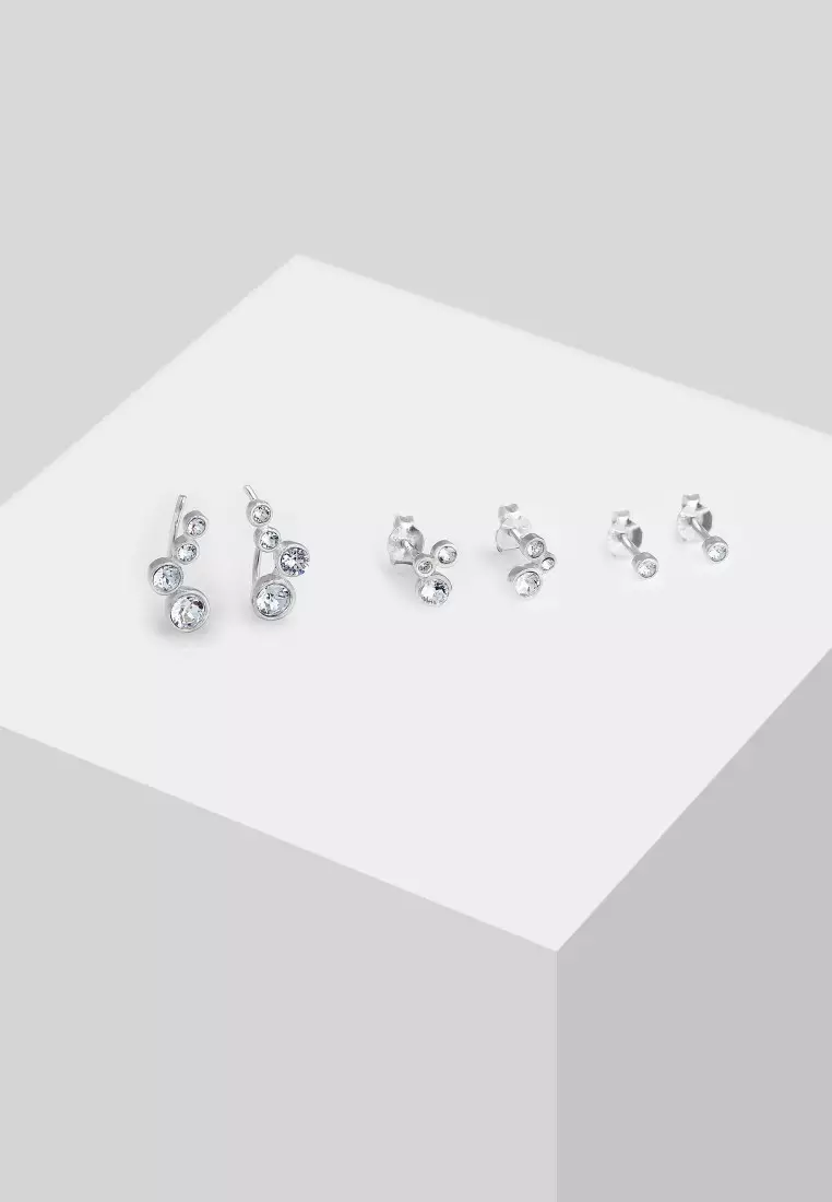 Anting Perhiasan Perak 925 Wanita Set Stud Crystals