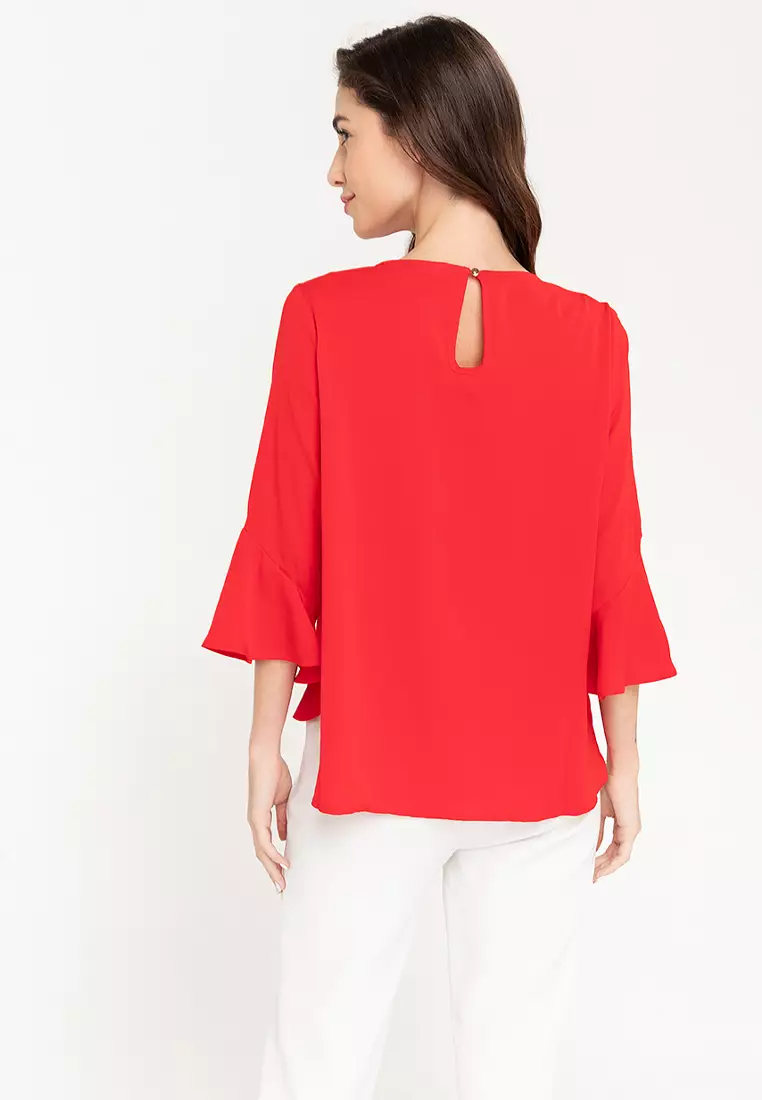 Candria Frilled Sleeves With Necklace Top