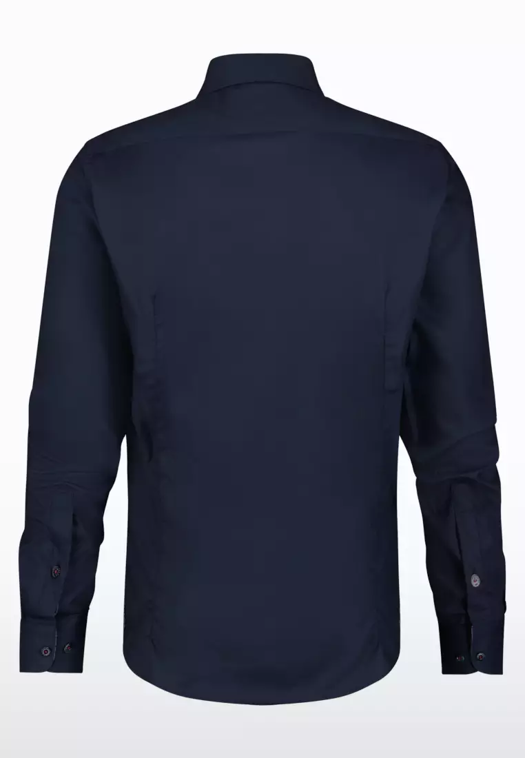 Men Long Sleeve Shirt Navy with Ski Printed Design Collar
