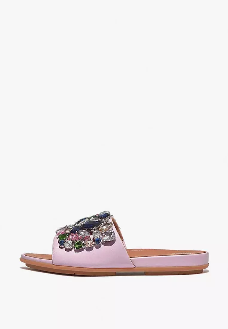 Discount on Fitflop  shoes - SKU: Fitflop Gracie Women's Jewel-Deluxe Leather Slides - Wild Lilac