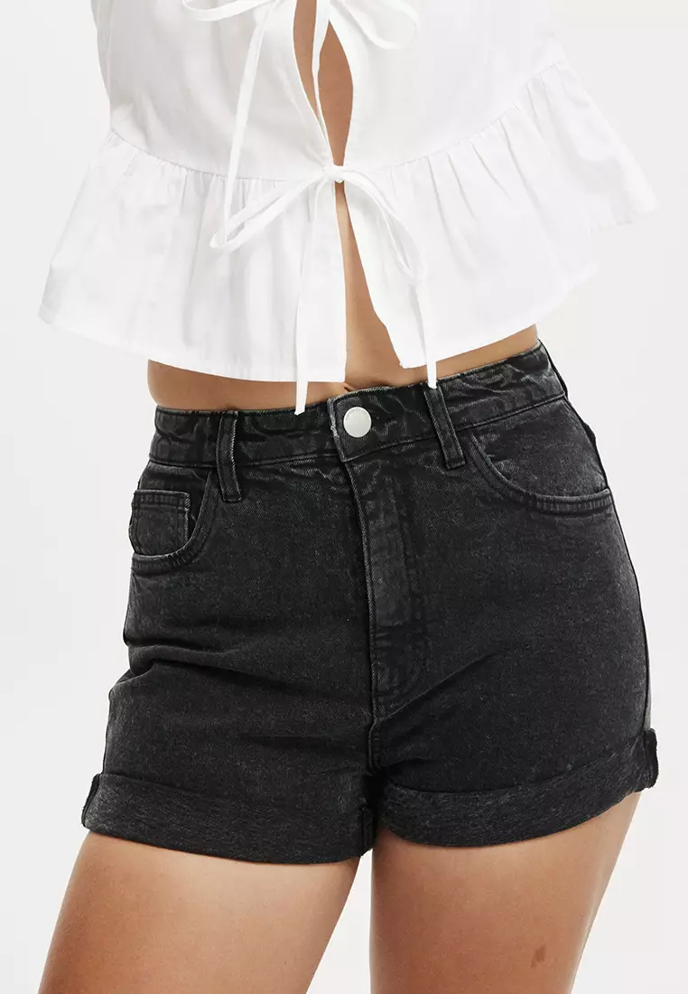 High Rise Classic Stretch Denim Shorts