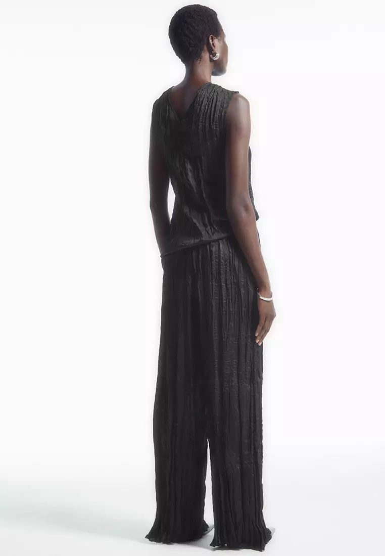 CRINKLED PLISSÉ TROUSERS