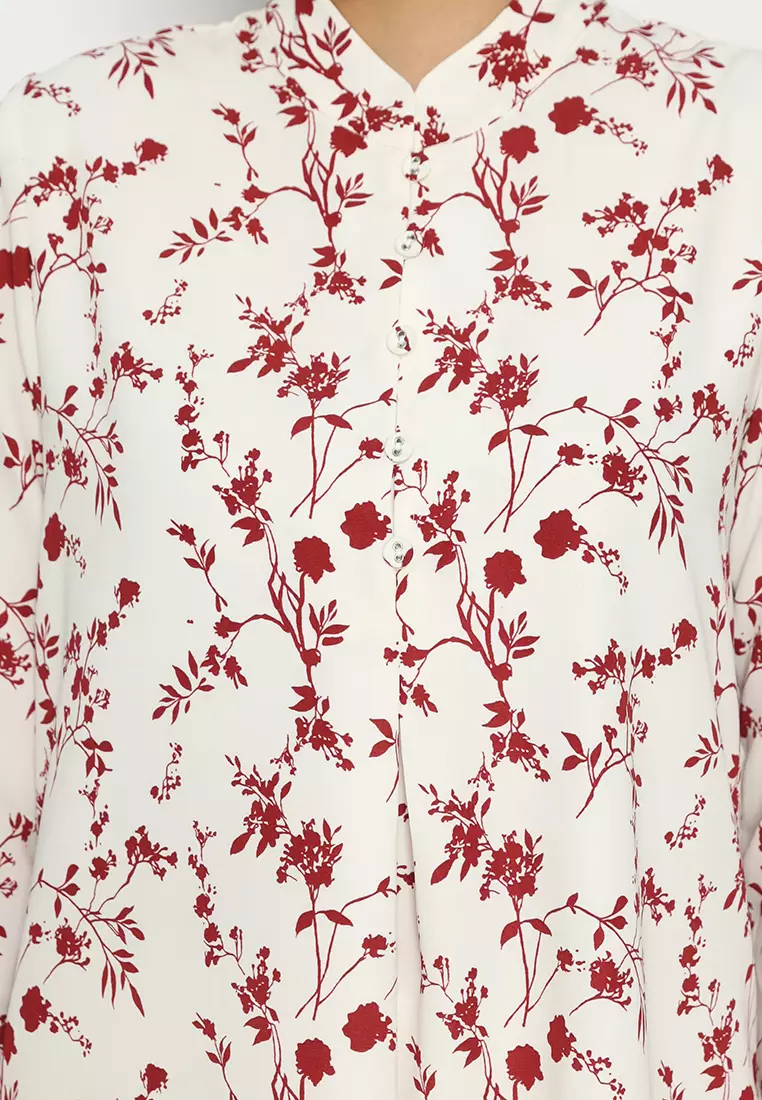 Tunik Sanghai Motif Bunga Kecil In Broken White By Brilliant Girl Warna PUTIH