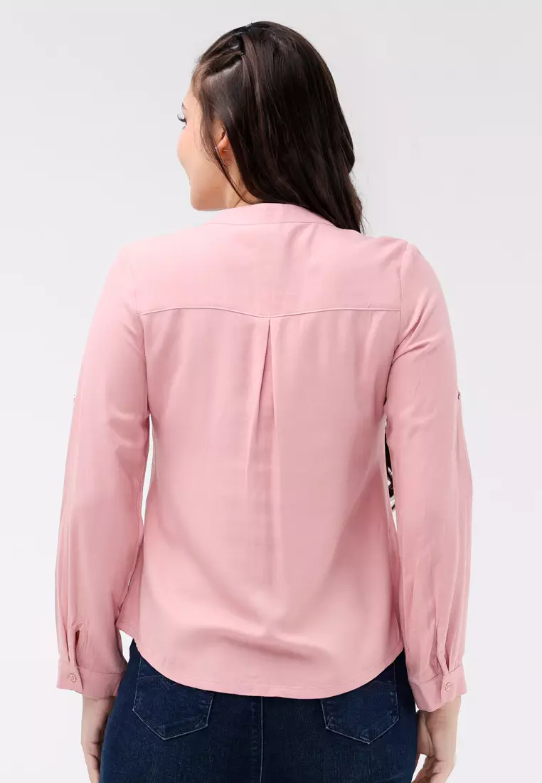 Bold Twill Rayon Long Sleeves Blouse