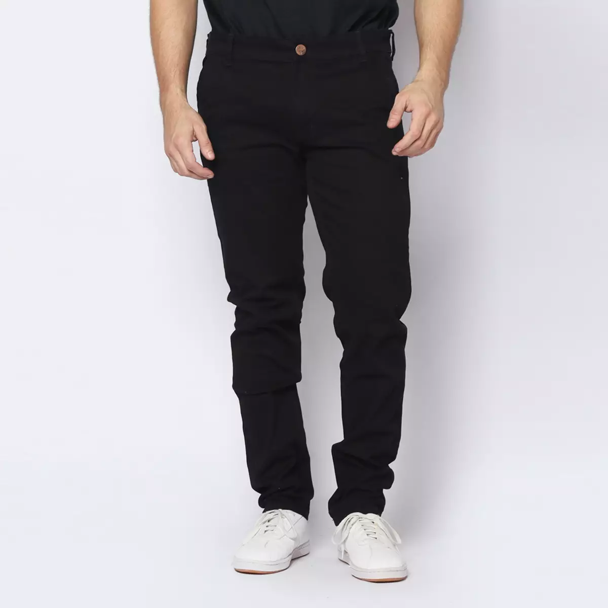 2nd RED Celana Panjang Pria Katun Chinos Slim Fit Cheers Mate Hitam 112501