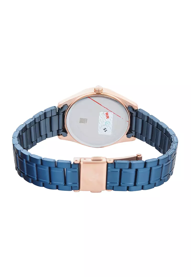 Alexandre Christie Jam Tangan Analog Wanita - Rosegold Blue Stainless Steel - 8681 LDBURBU