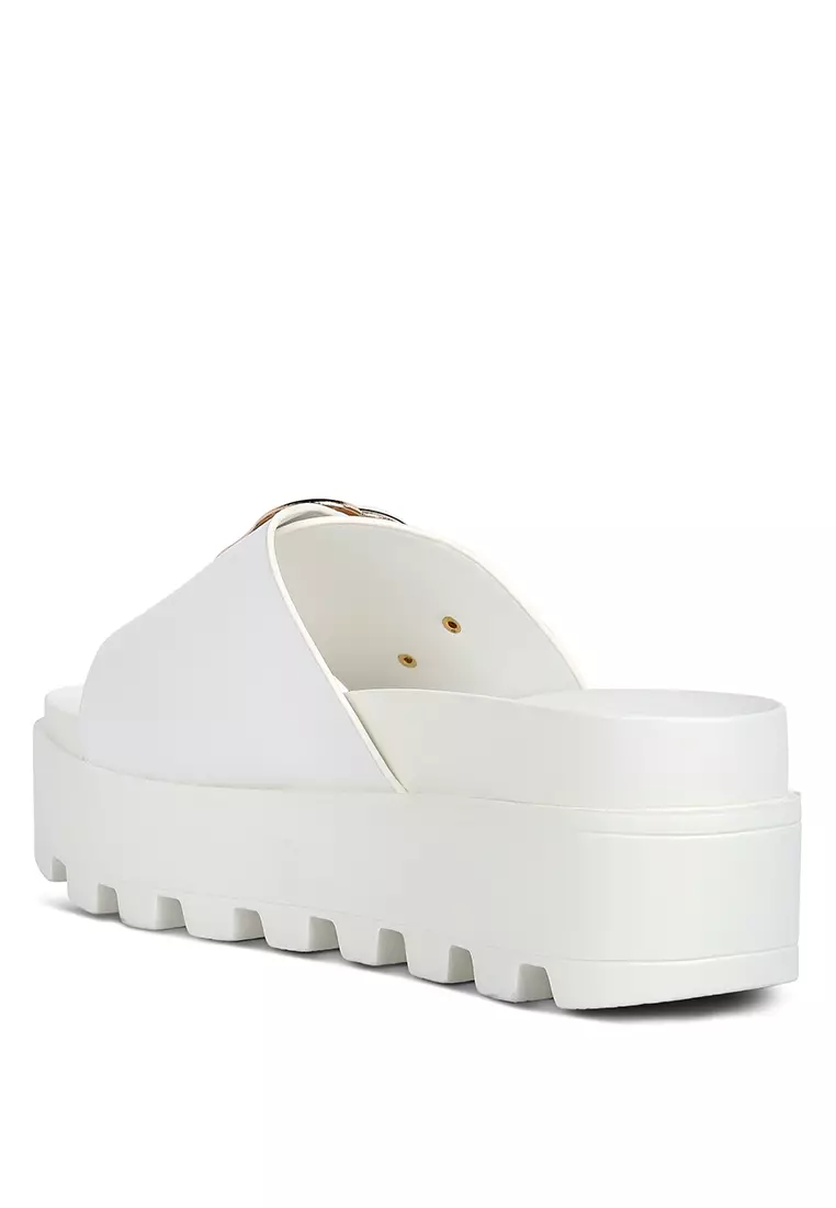 White discount flatform sliders