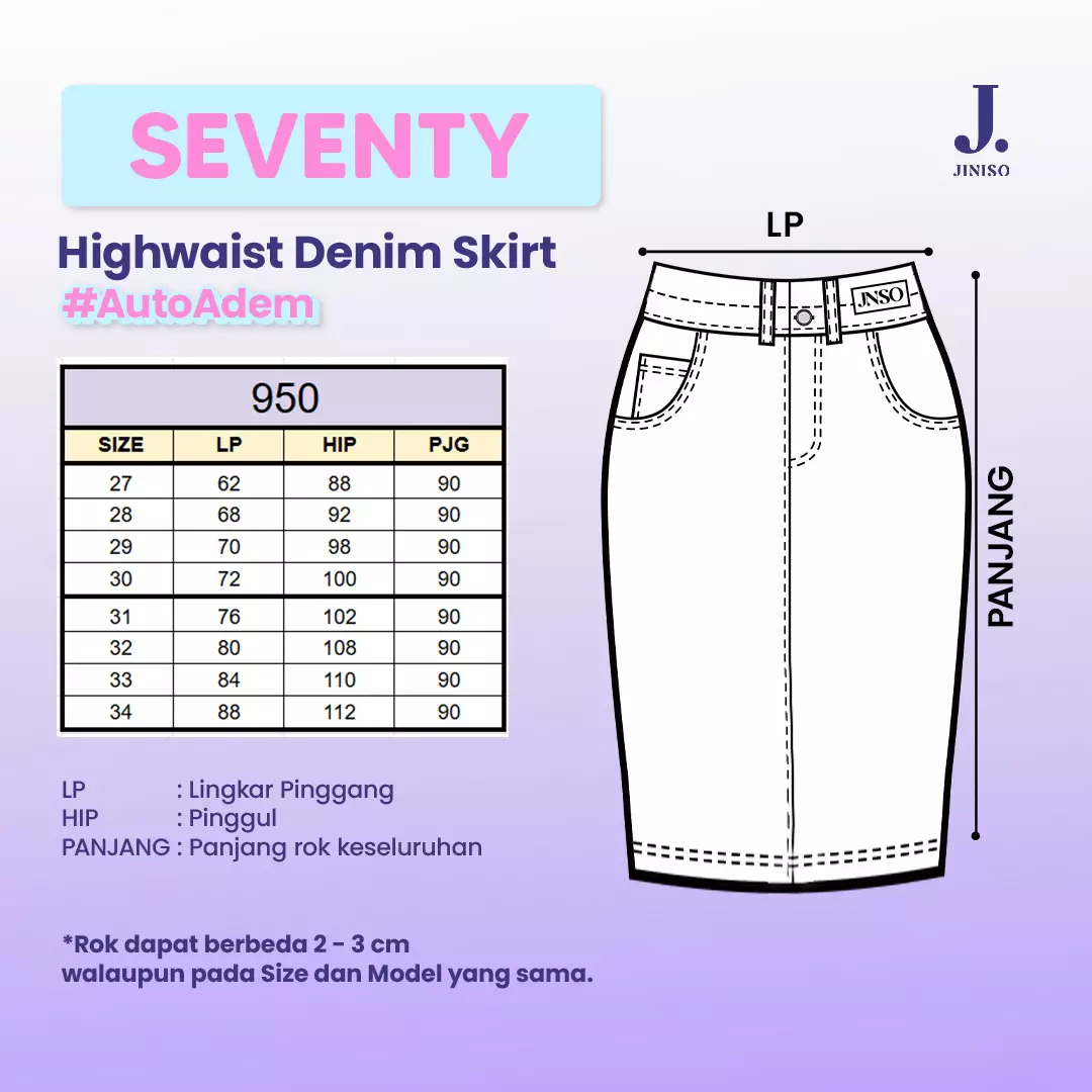 Highwaist Rok Slit Jeans Panjang 950 SEVENTY