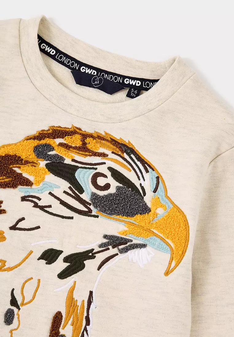 Drake Oatmeal Eagle embroidered tee