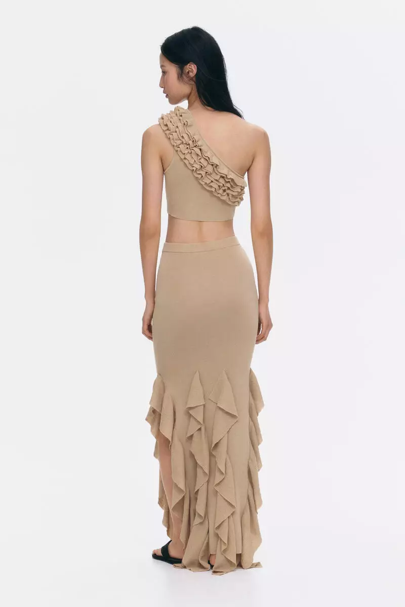 Flounced knitted skirt