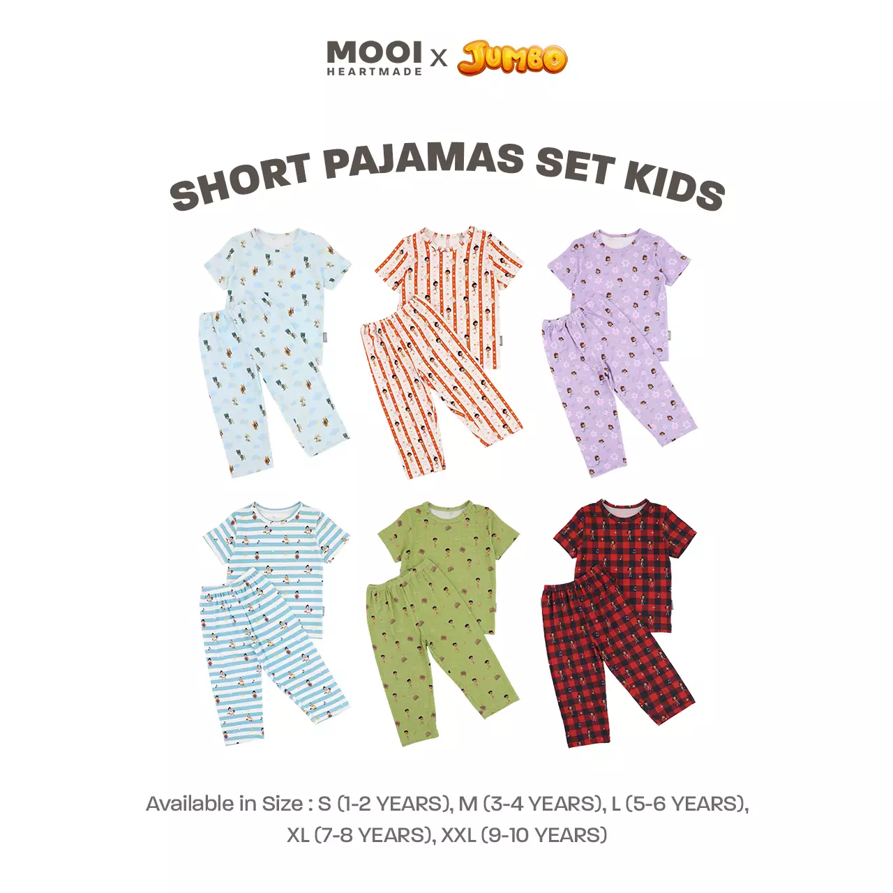 Mooi x Jumbo Setelan Anak Unisex Tencel Short Pajamas Kids - Nurman