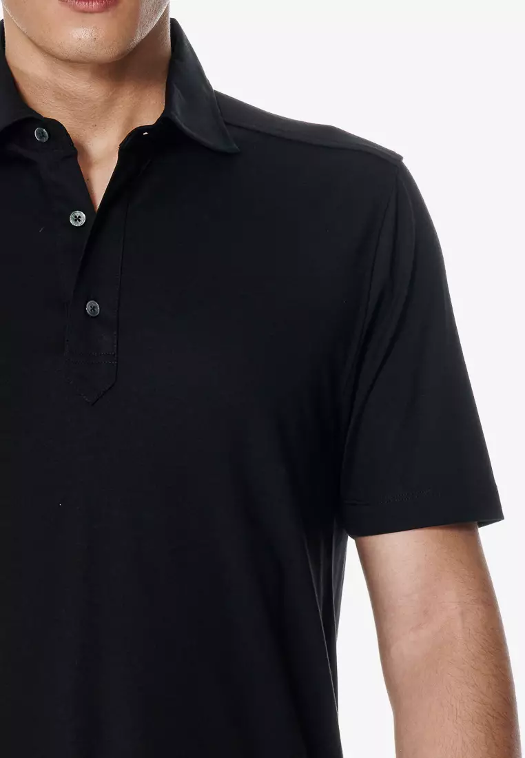 Black Cutaway Collar Polo Shirt