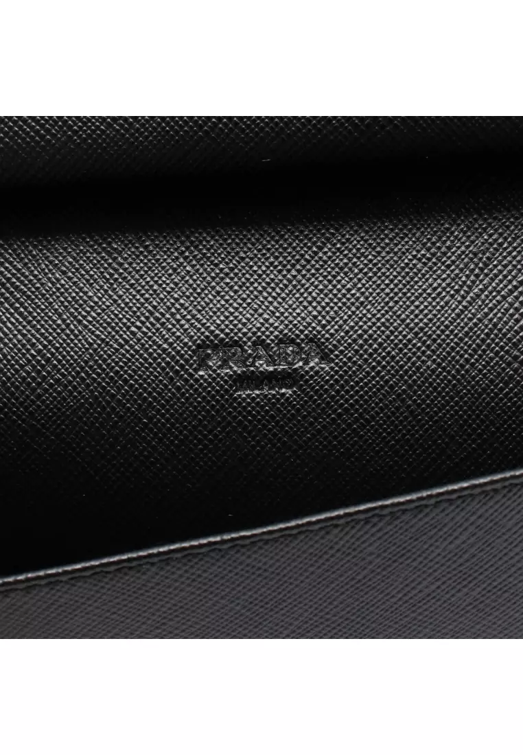 Pre-Loved Prada SAFFIANO 1 round zipper long wallet Saffiano leather black
