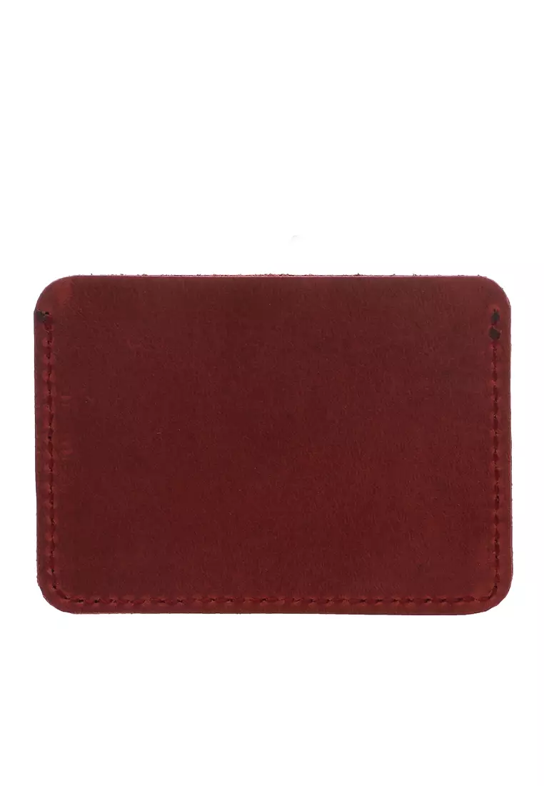 Zackly Card Wallet Fashion Pria Handmade Crazy Horse Slim Material Genuine Leather CWZ2 ORIGINAL - Maroon