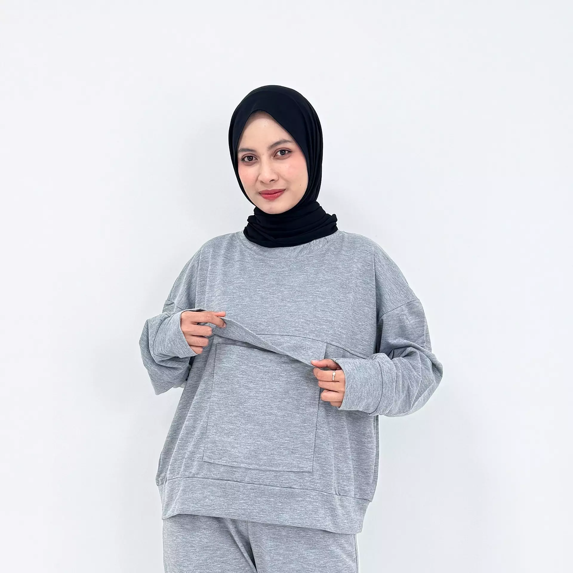 Raima Set Sporty Jogger Pants GREY Setelan Baju Olahraga Wanita