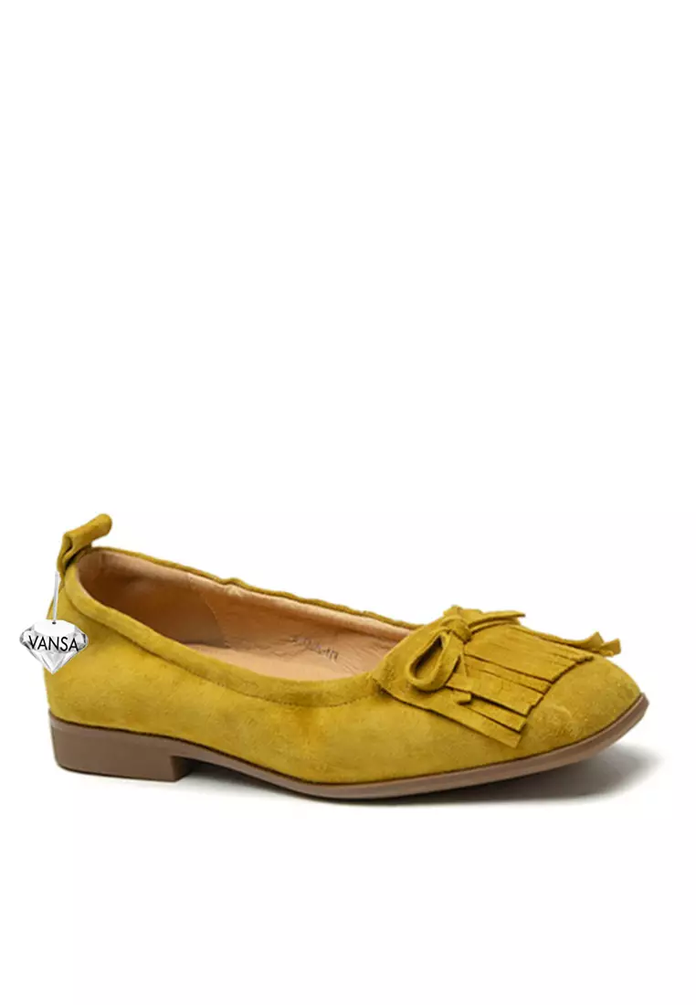 Discount on Twenty Eight Shoes  shoes - SKU: VANSA Kidsuede Tassel Bow Flat Shoes VSW-F-4280