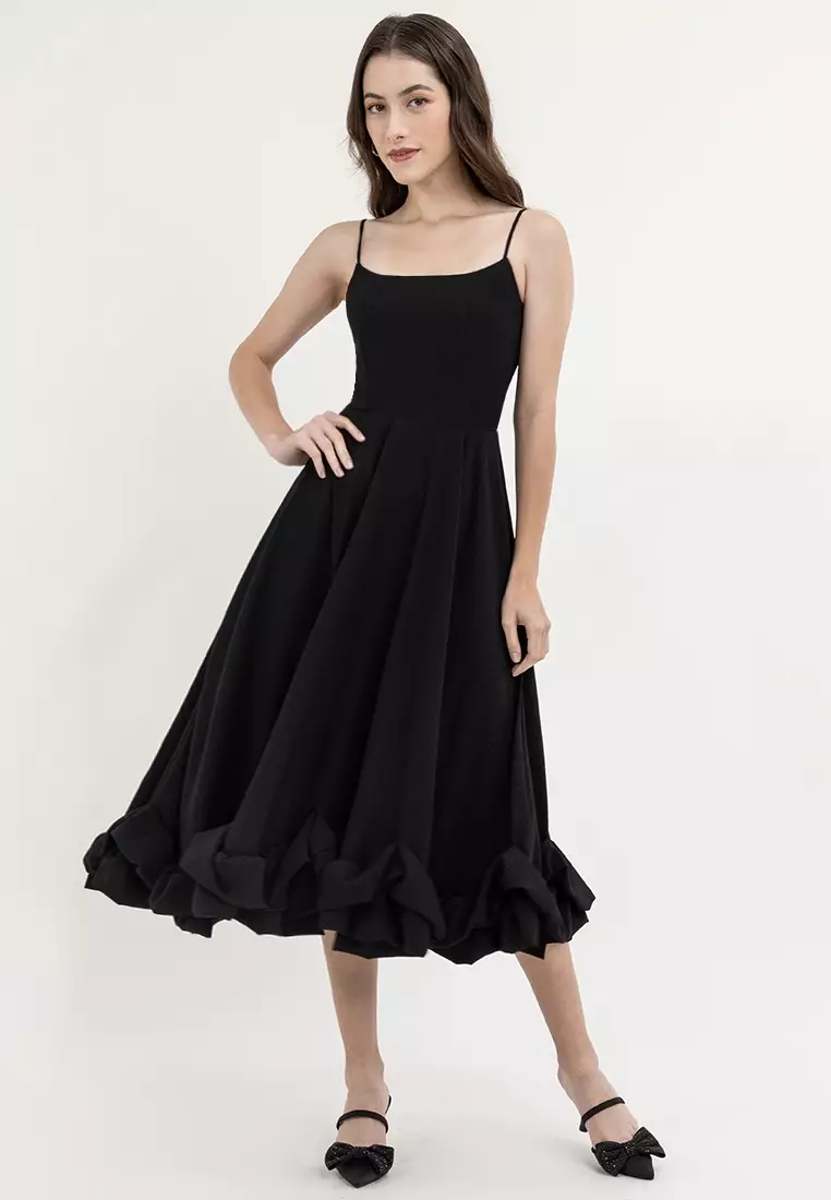 Emmanuela Ruffle-hem Midi Dress