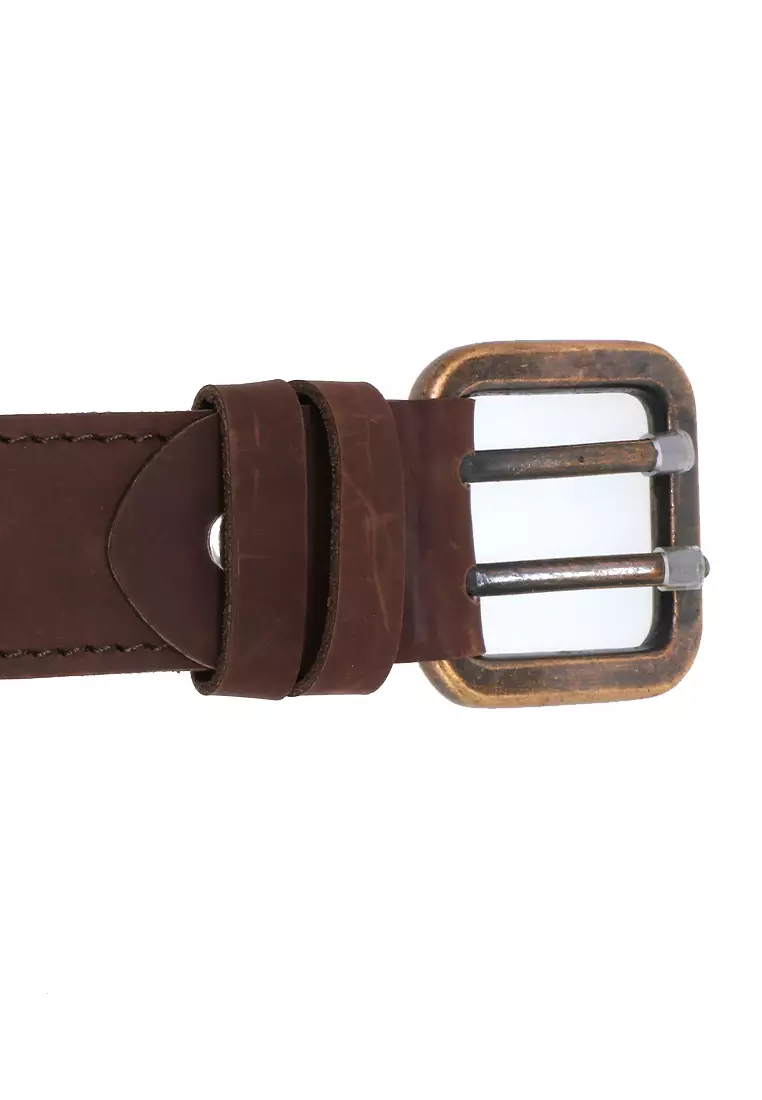 Hazel Gesper Ikat Pinggang Sabuk Pria Solid Brass Material Genuine Leather Kulit CH02 ORIGINAL - Brown