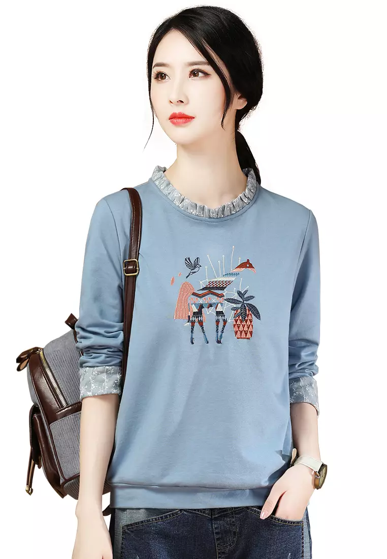 Fake Two-piece Women T-shirt Half Sleeve O-Neck Cute Korean