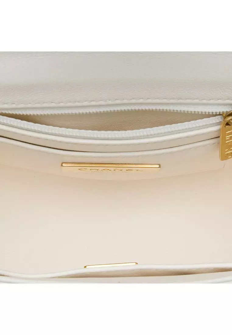 Pre-Loved Chanel Mini Cc Quilted Lambskin Vanity Top Handle Cosmetic Case