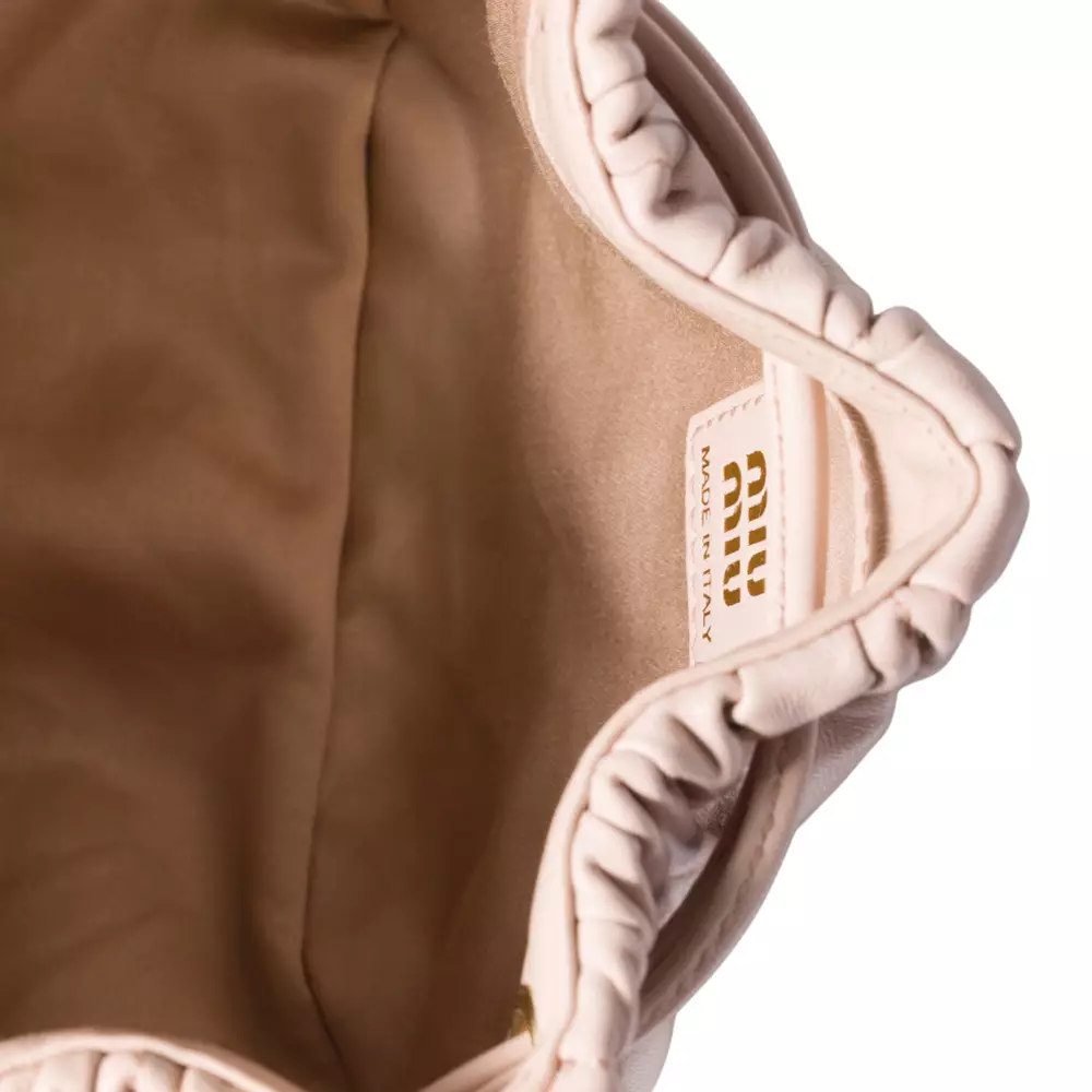 Matelassé Nappa Leather Pouch Powder Pink