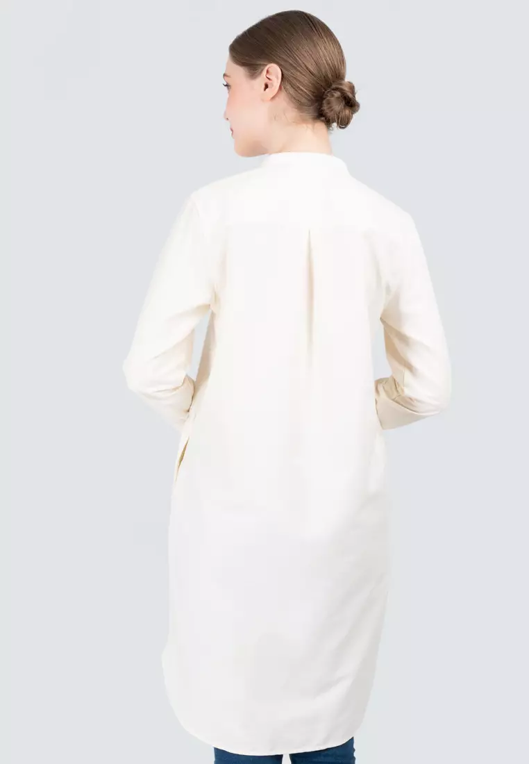 Polo Haus - Women’s Oxford Mandarin Collar Long Sleeve Shirt Dress WBSDE002