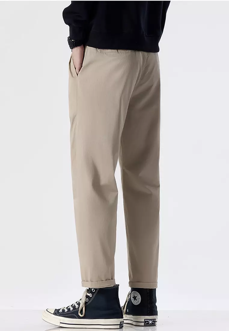 型男修身斜布褲