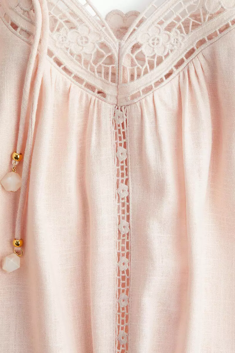 Broderie anglaise tie-strap dress