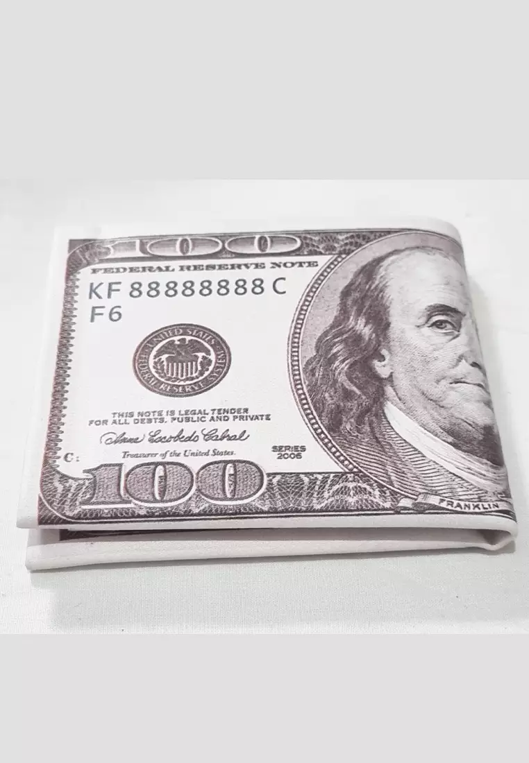 Dompet Kulit Vegan Wallet Currency Dollar Klasik Grey