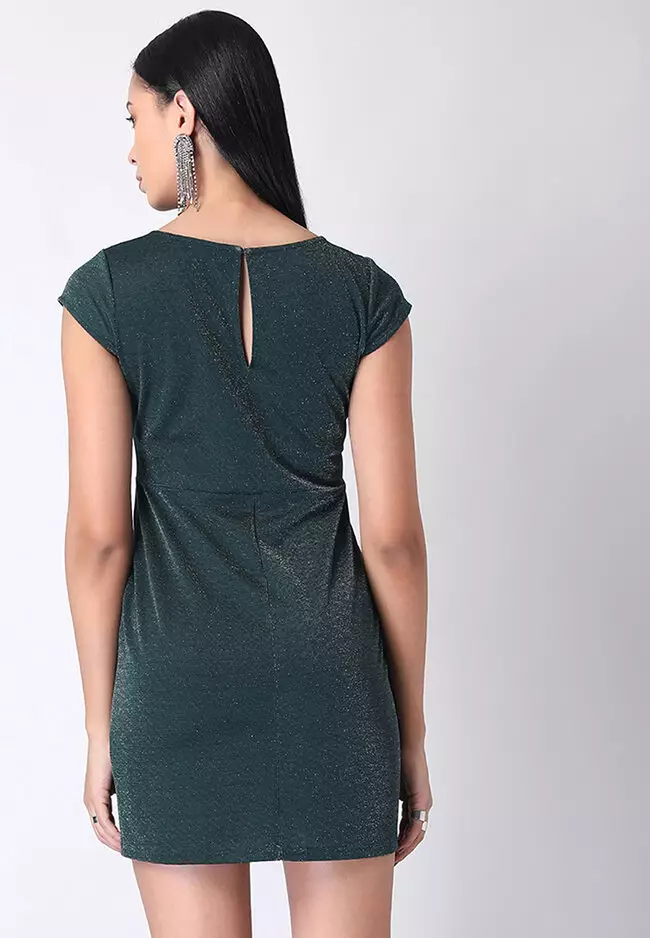Buy FabAlley Teal Shimmer Boat Neck Bodycon Dress 2026 Online | ZALORA