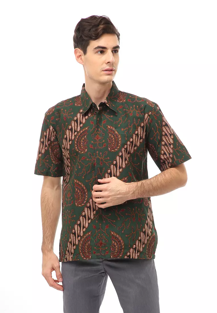 Kendrick Atasan Formal Kemeja Batik Pria Ajisaka Short Sleeve Material Cotton ORIGINAL