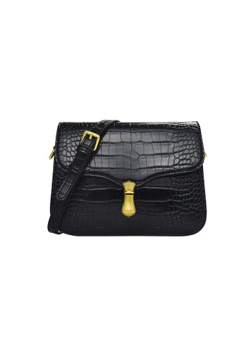 Lara black Women's Crocodile Skin Embossed Leather Cross-body Bag Shoulder Bag 950BCAC0DAC6CFGS_1