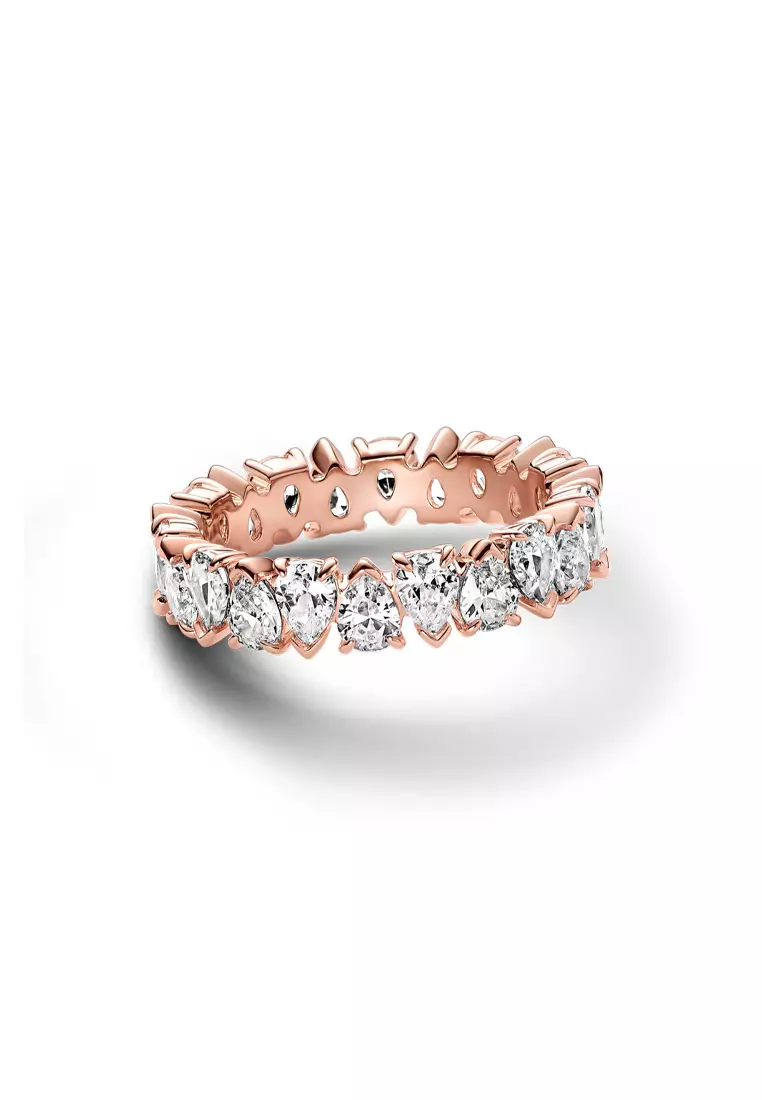 Pandora 14K Rose Gold Plated Alternating Sparkling Band Ring