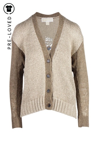 Buy MICHAEL MICHAEL KORS michael michael kors Gold Glitter With Brown  Sleeves Cardigan 2023 Online | ZALORA Singapore