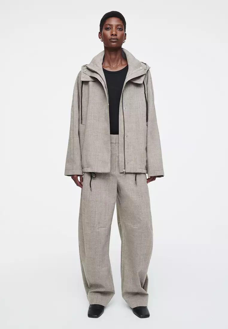 Wool Barrel-Leg Utility Trousers