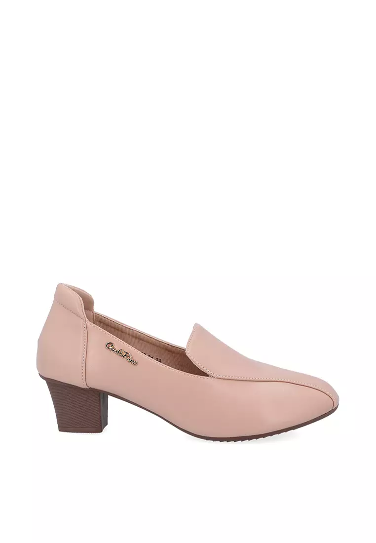 Discount on Carlo Rino  shoes - SKU: Dark Beige Mabel Leather Pumps