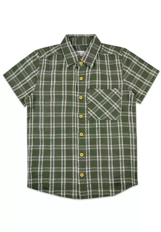 Boys Short Sleeve Checkered Polo