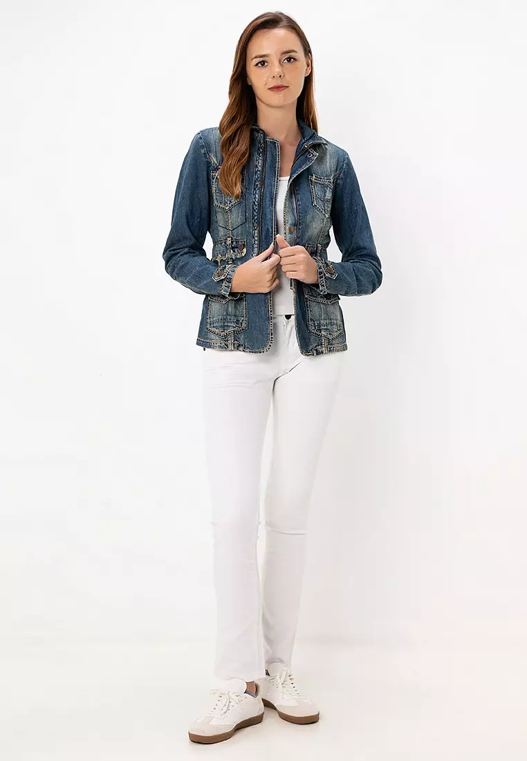 LJK LADIES DENIM BUTTON-UP JACKET