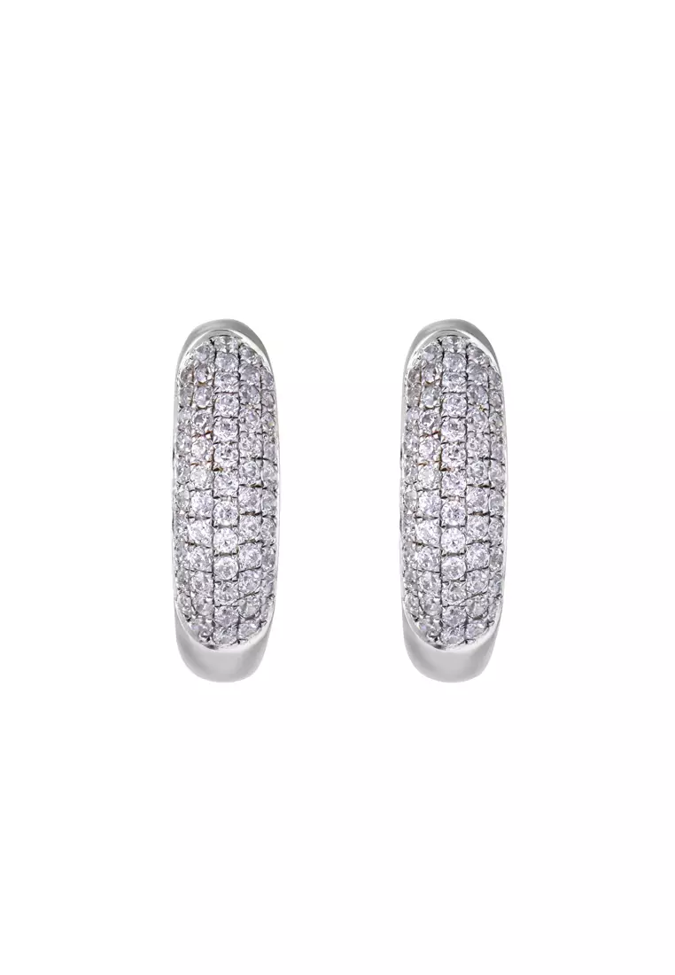 TOMEI 15mm Hoop Diamond Earrings White Gold 750
