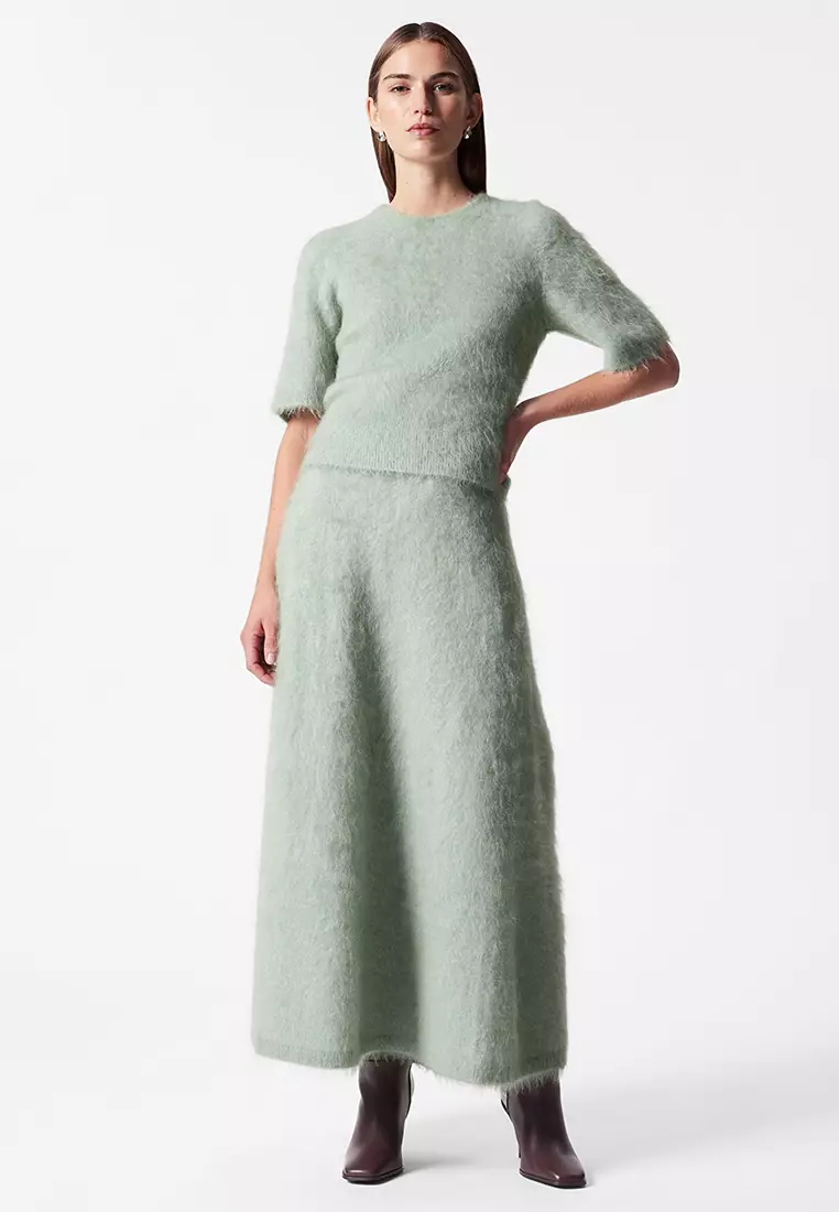 Brushed-Knit a-Line Maxi Skirt