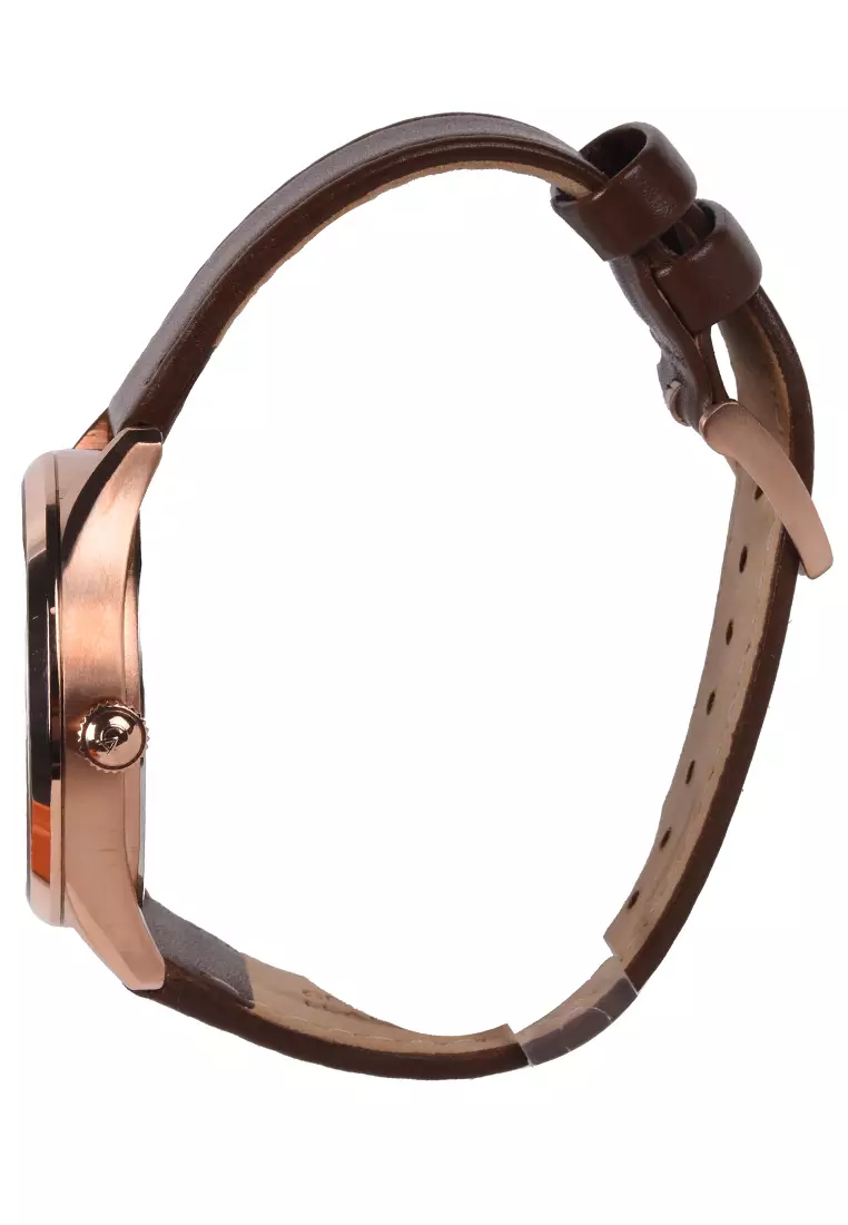 Alexandre Christie - Jam Tangan Wanita - Rosegold - Brown Leather Strap - 2868BFLRGGR