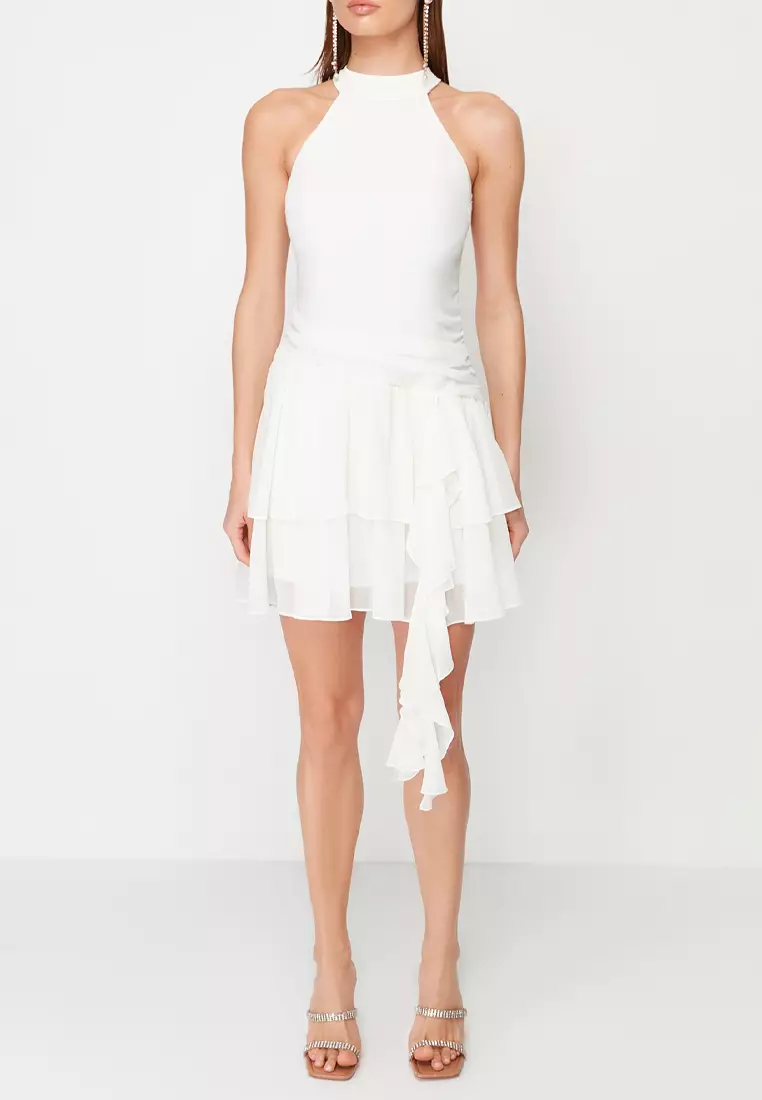 A-Line Ruffled Short Elegant Evening Dress