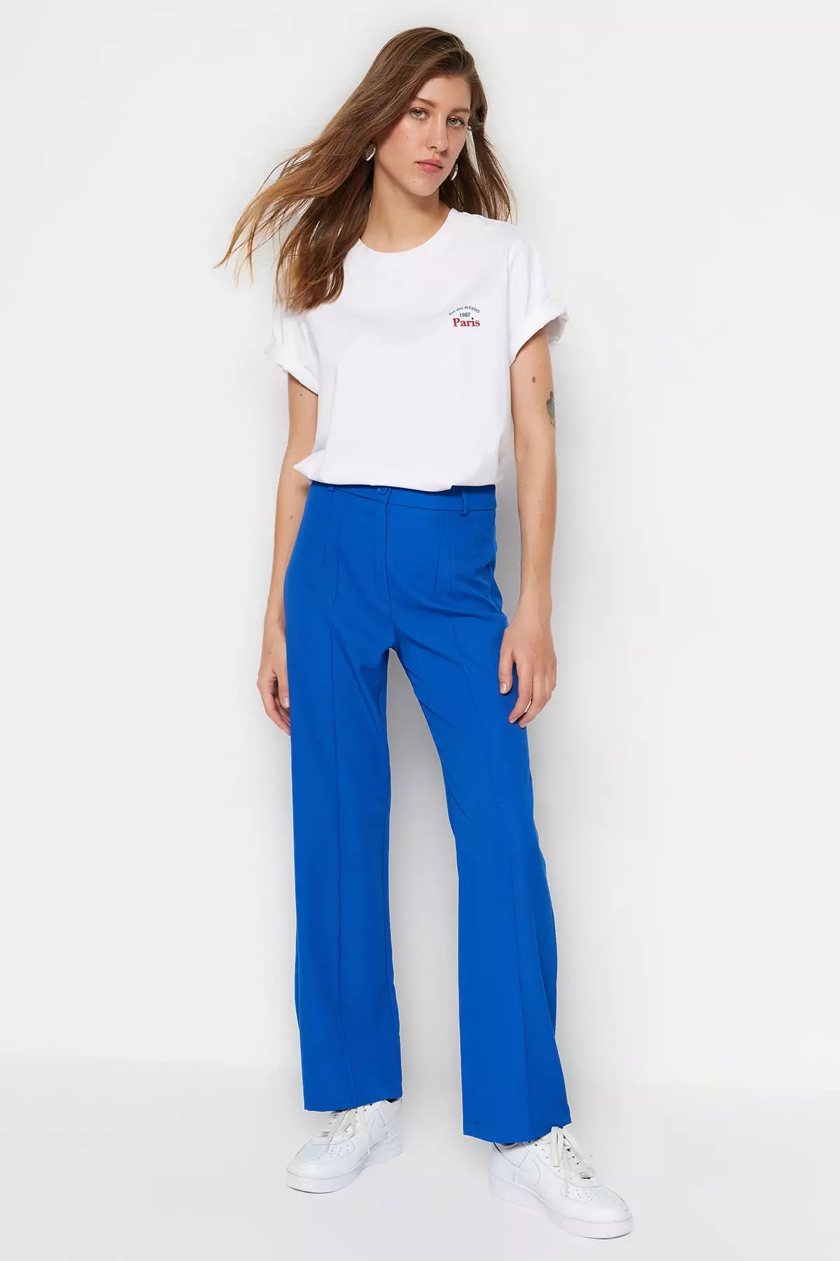 High Waist Straight Cut Trousers