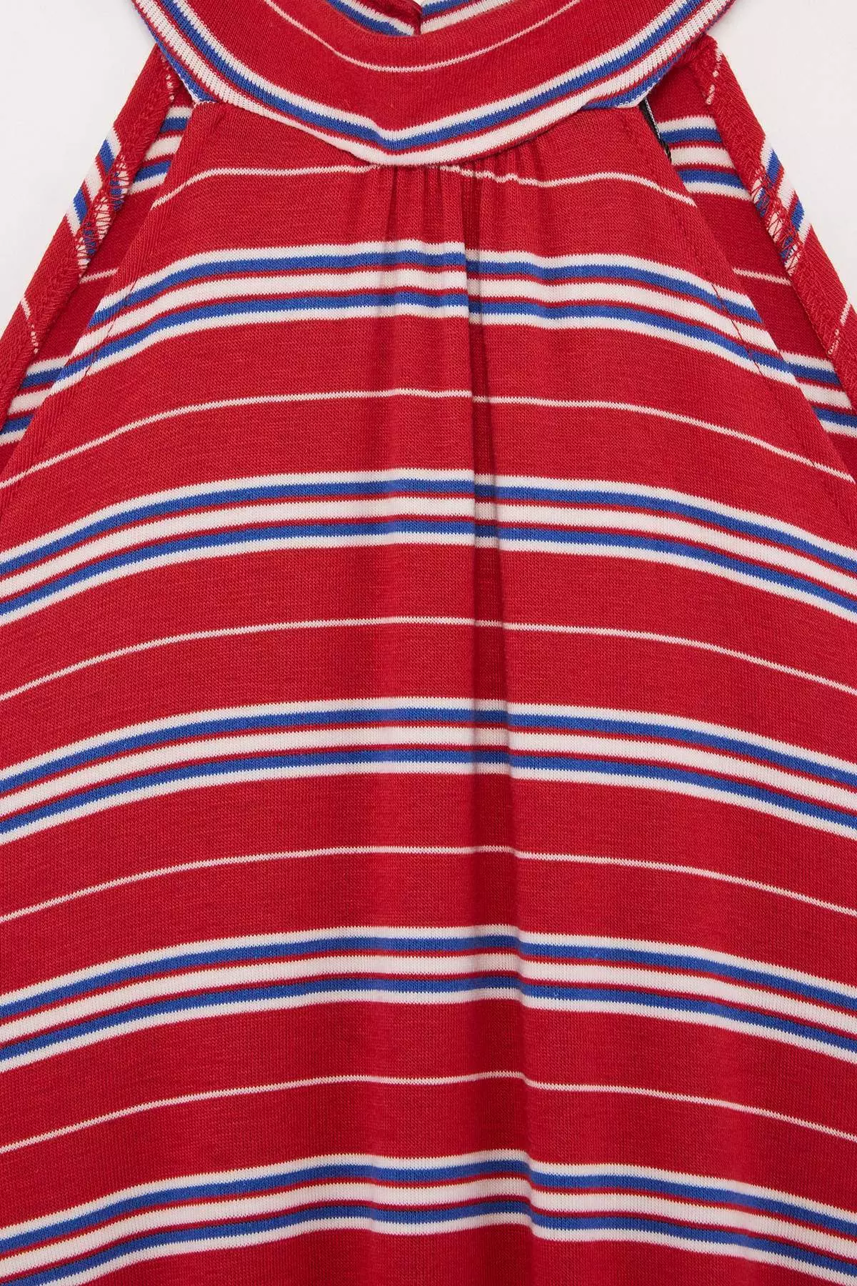 Red Striped Skater Halter Neck Sleeveless Mini Soft Knitted Dress Twoss26El00254
