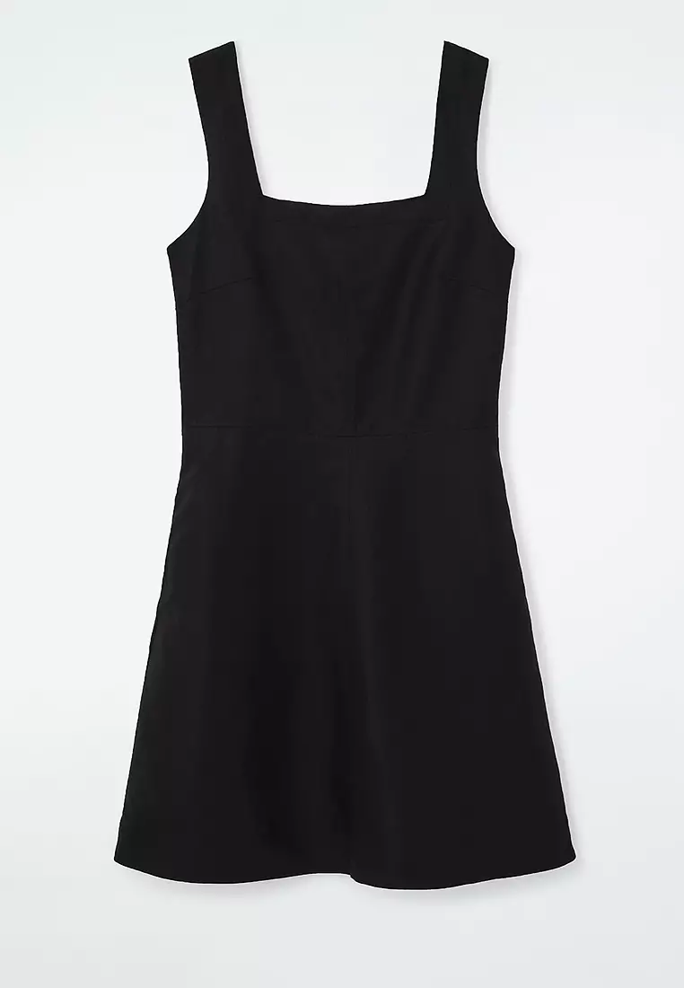 Square-Neck Mini Pinafore Dress