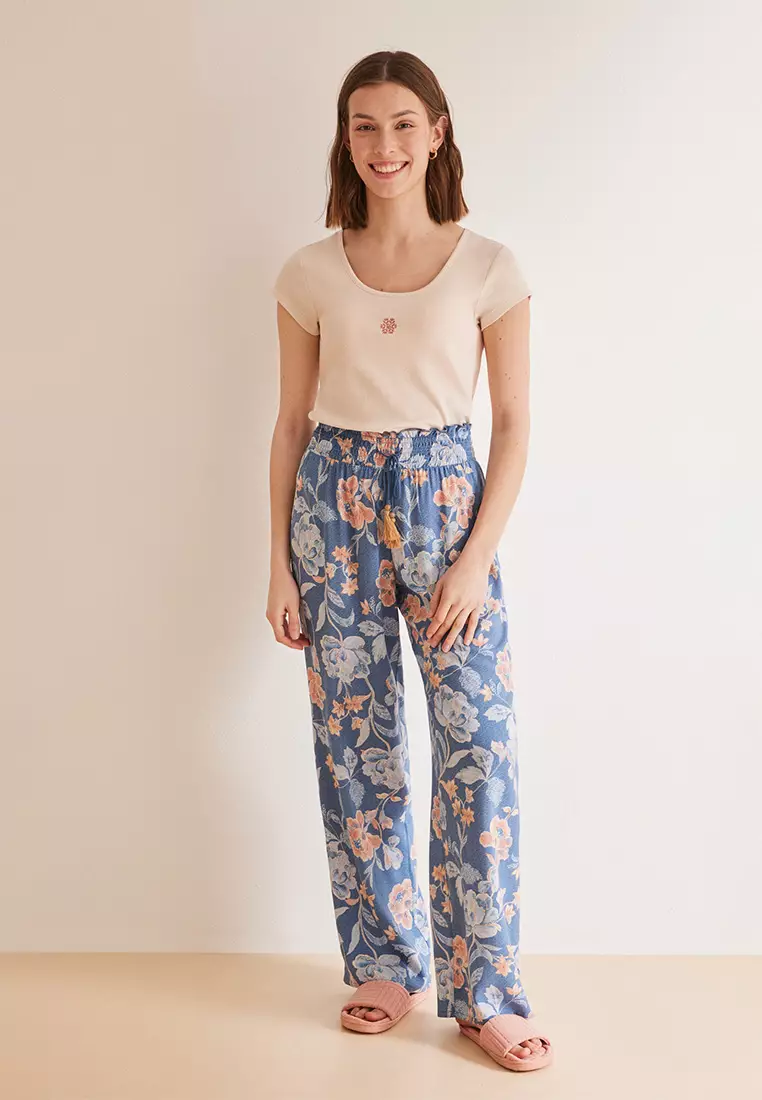 Blue Floral Trousers