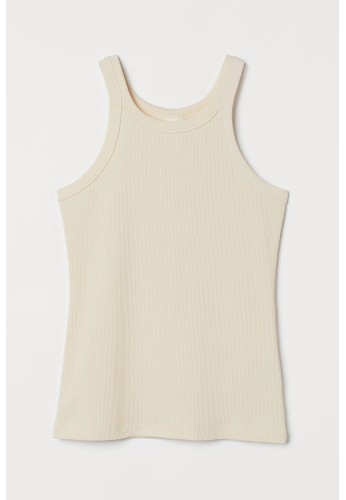 H&M white Ribbed vest top AED98AA942F957GS_1