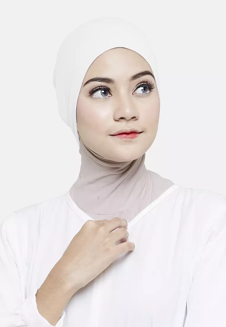Cotton Bee - Inner Rayon Basic | Ciput Hijab Karet | Dalaman Kerudung - Broken White