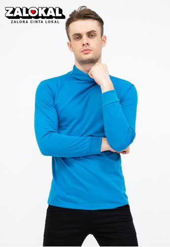 Jual House Of Cuff Turtle Neck Pria Lengan Panjang Biru Muda Kaos Kerah Tinggi Slim Fit Houseofcuff Original Zalora Indonesia
