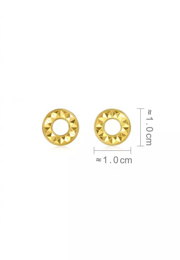 999 24K Solid Gold Dainty Stud Earrings for Women 94535E